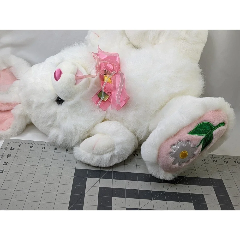 Tb Trading Co Hopster Rabbit Plush Bunny‎ White  24 Inch Pink Flowers Stuffed